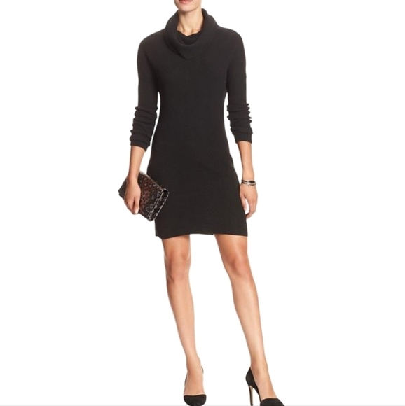 Banana Republic Black Cowl Neck Sweater Dress Size Small - Picture 1 of 5